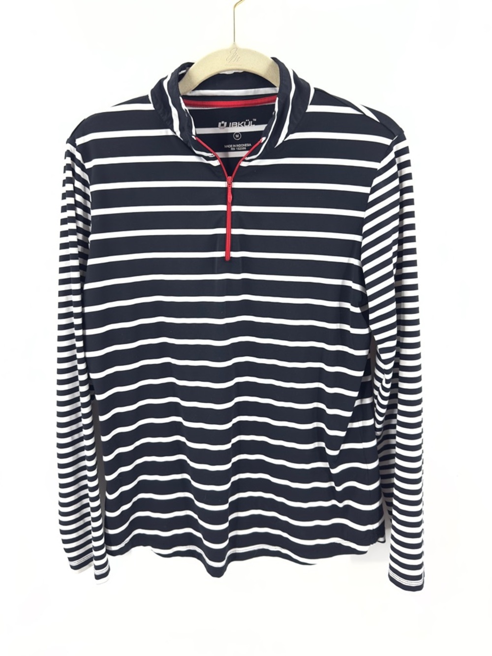 IBKUL Long Sleeve Striped 1/4 Zip Top Womens Size Medium Golf Tennis Pickleball